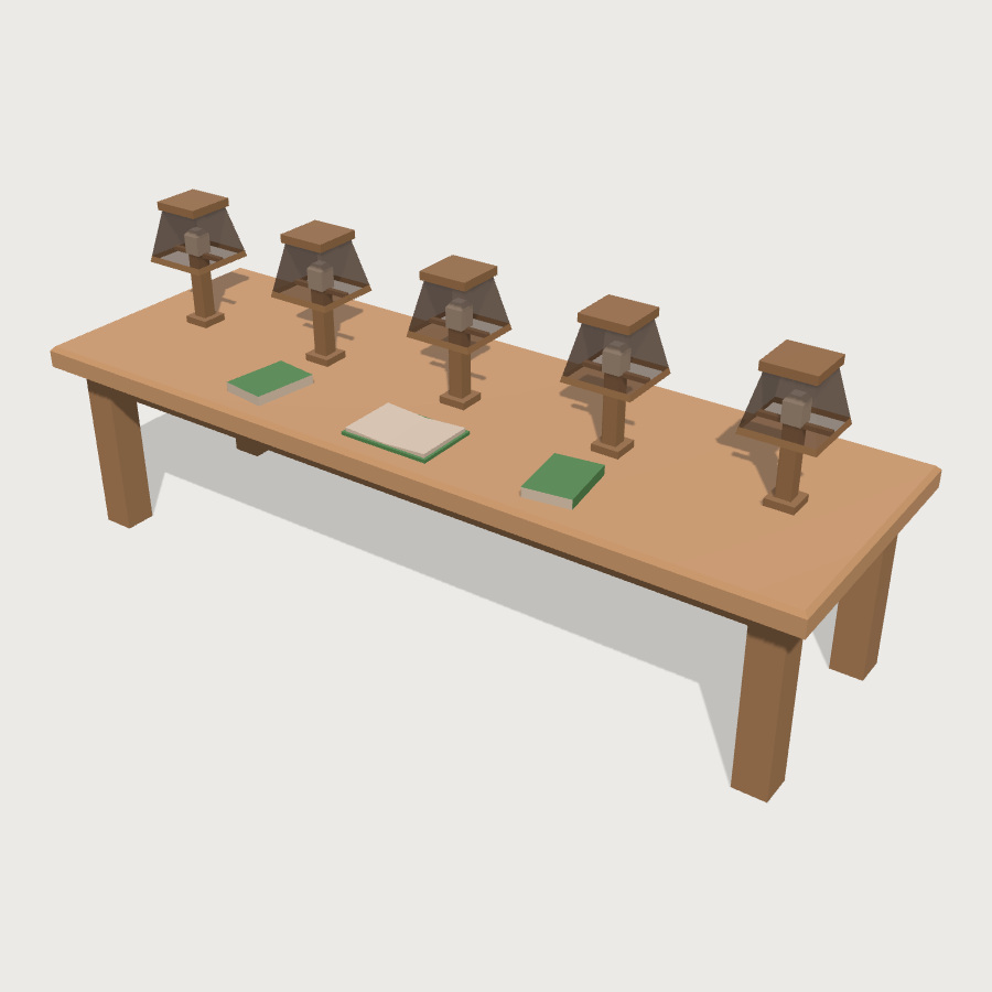 Reading Table (Lit Lamps) low-poly 3D model