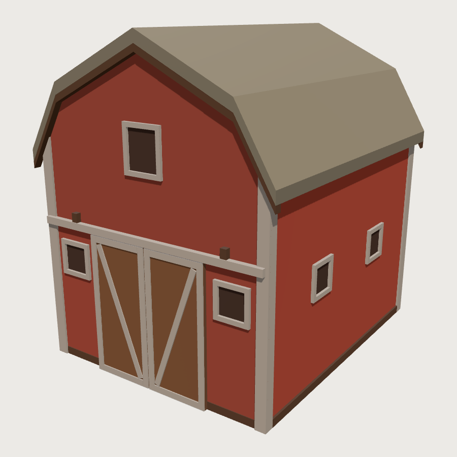 Red Barn low-poly 3D model