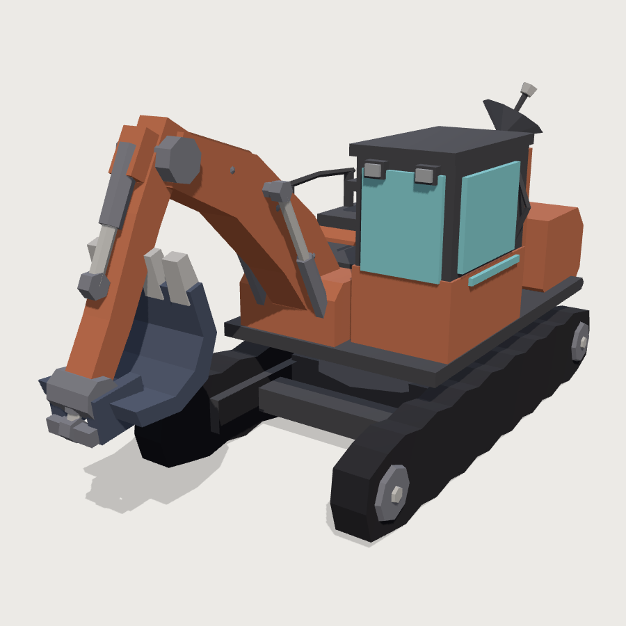 Regolith Excavator low-poly 3D model