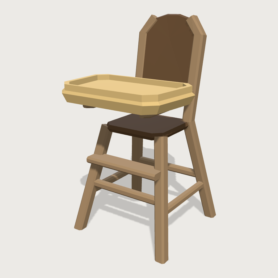 Restaurant Highchair low-poly 3D model