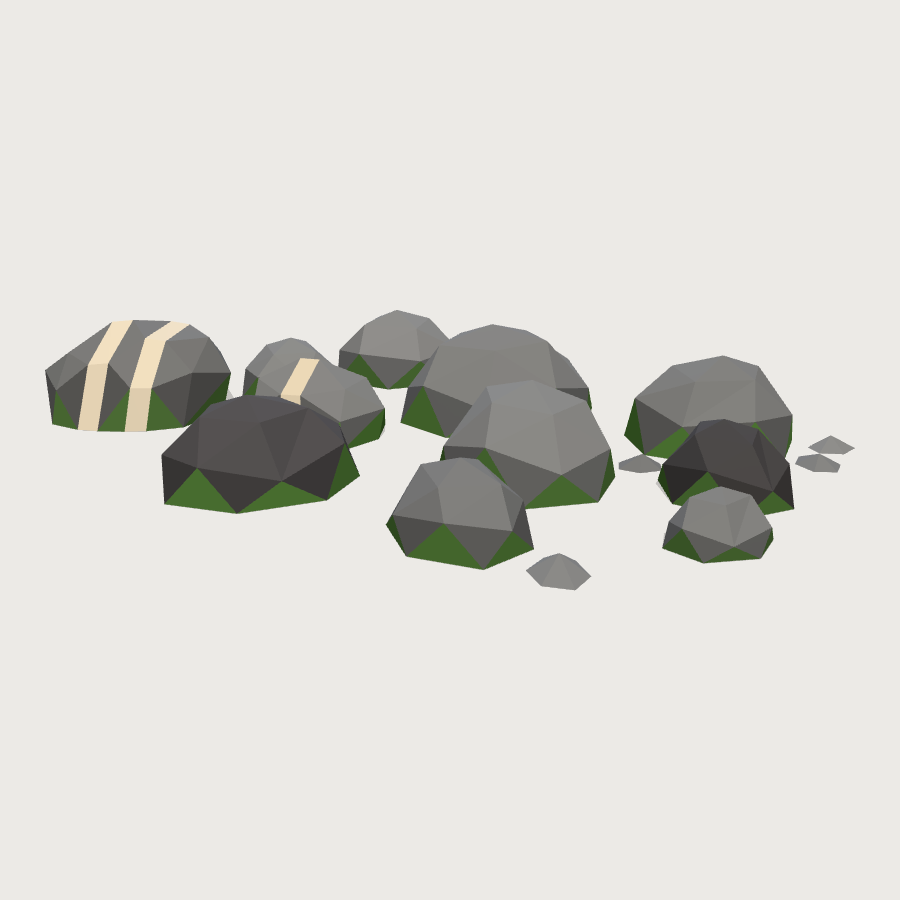 River Stone Cluster low-poly 3D model