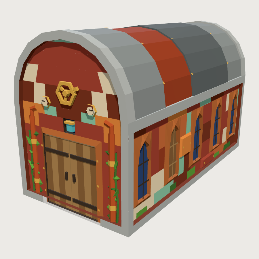 Riveted boiler hall low-poly 3D model