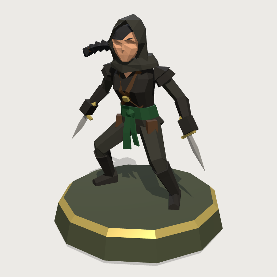 Rogue Miniature low-poly 3D model