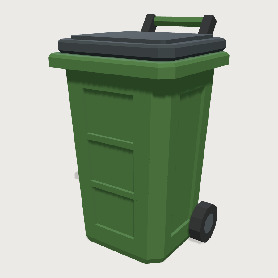 Roll-Out Wheelie Bin low-poly 3D model
