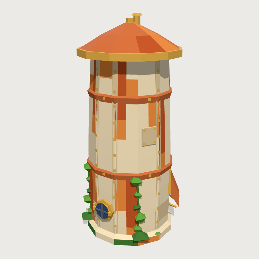 Rolled plate silo low-poly 3D model