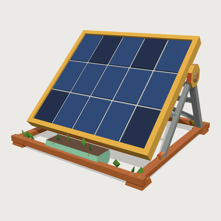 Roof solar array low-poly 3D model