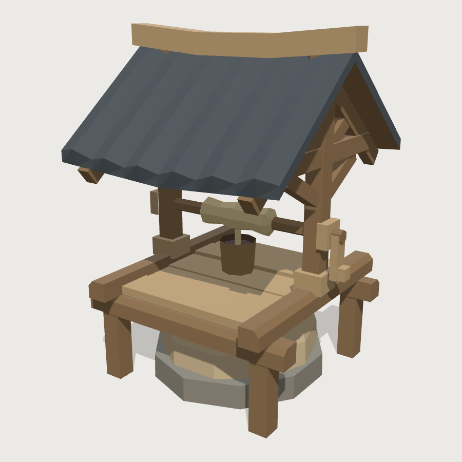 Roofed Well low-poly 3D model
