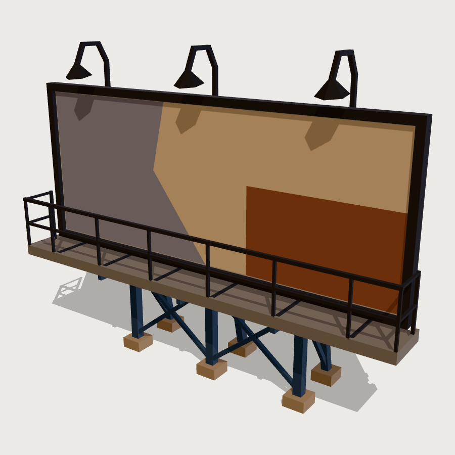 Rooftop Billboard low-poly 3D model