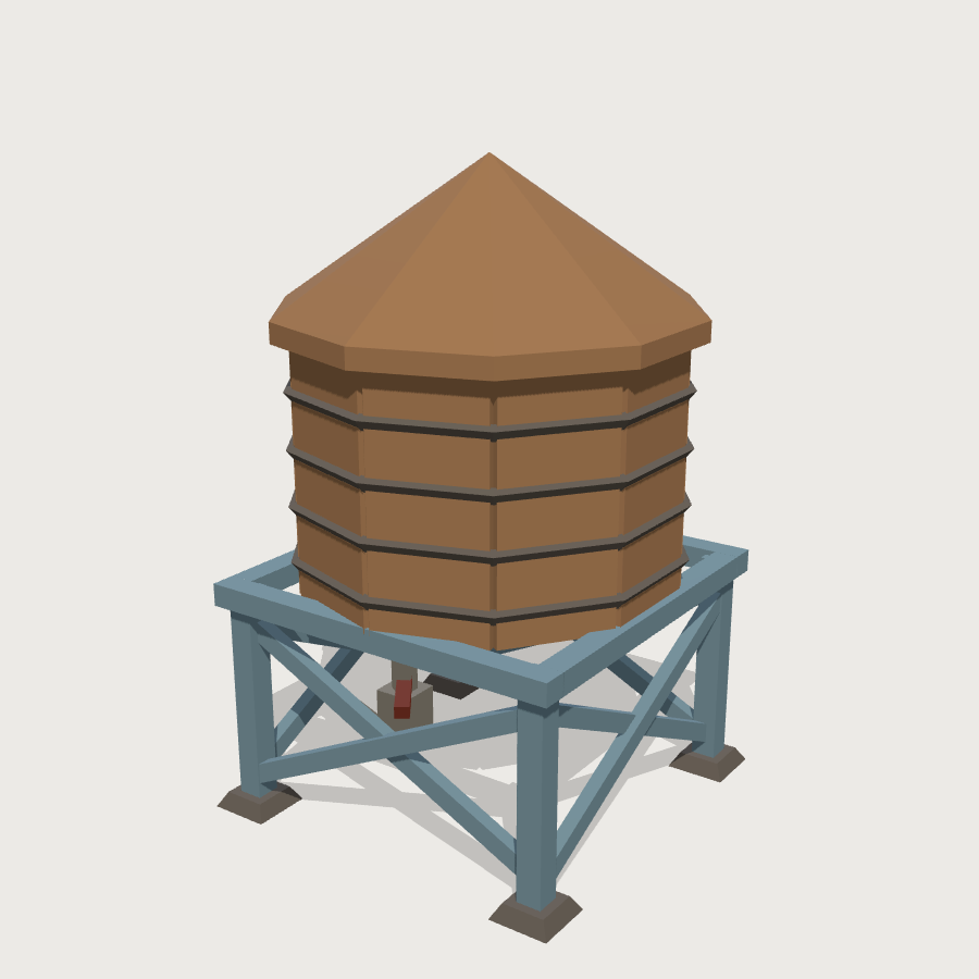 Rooftop Water Tower low-poly 3D model