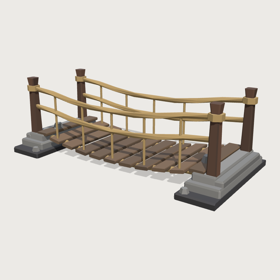 Rope Bridge Span low-poly 3D model