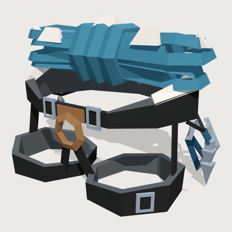 Rope Coil and Harness low-poly 3D model