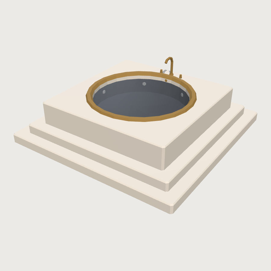 Round Jetted Suite Tub low-poly 3D model