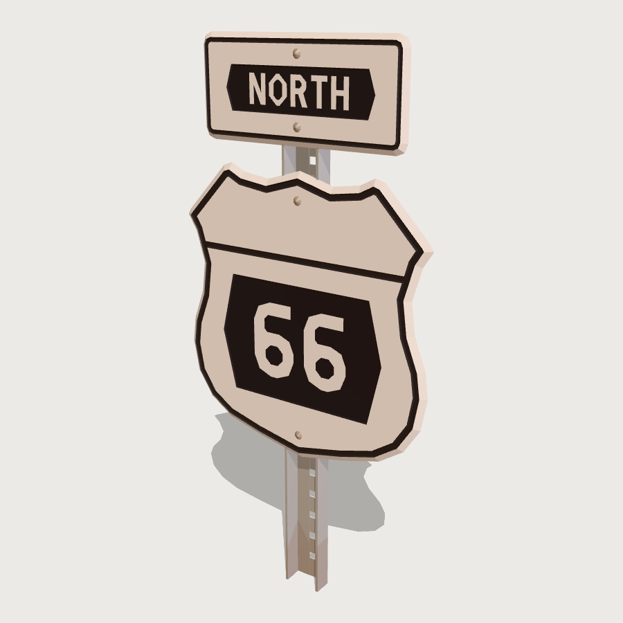 Route Shield Sign low-poly 3D model