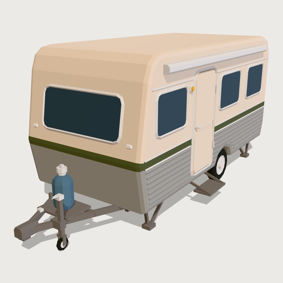 RV Travel Trailer low-poly 3D model