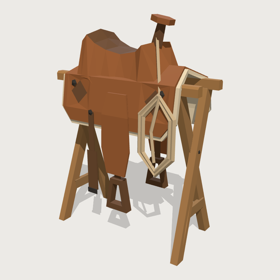 Saddle on a Rack low-poly 3D model