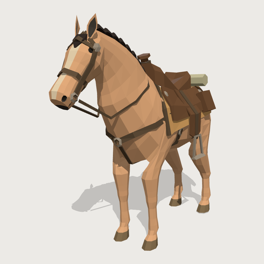 Saddled Horse low-poly 3D model