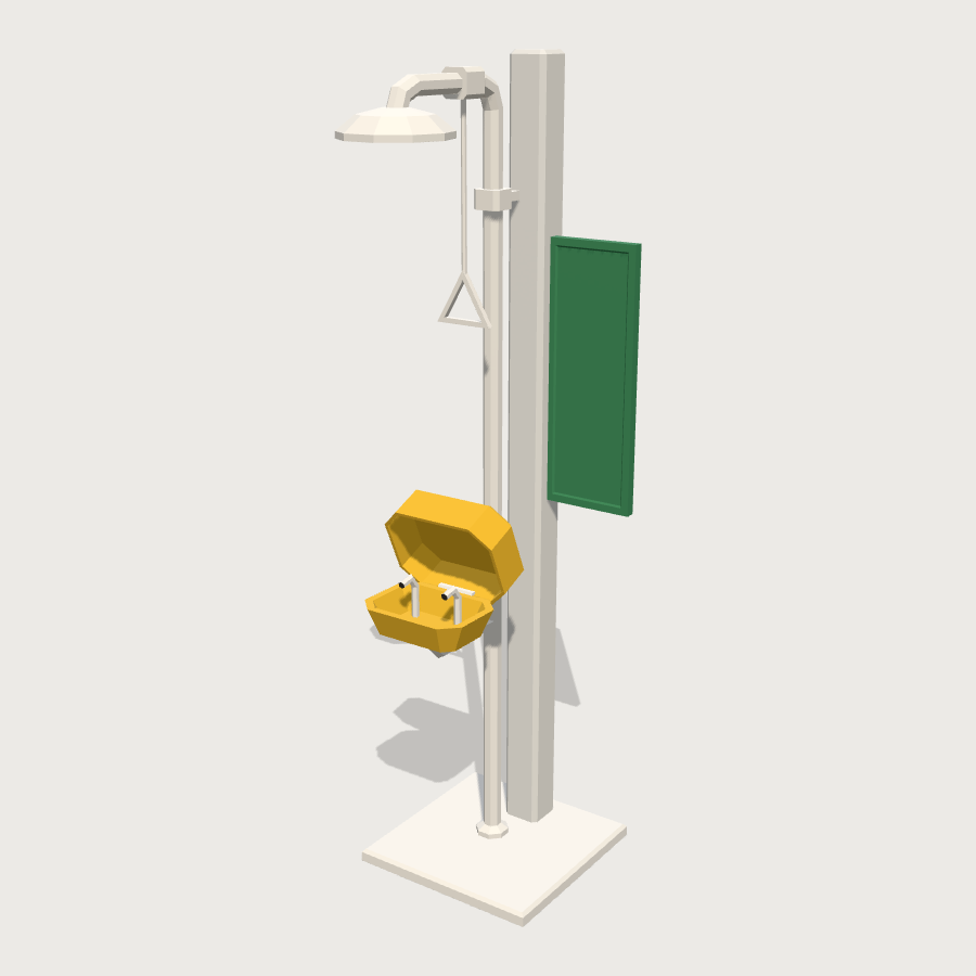 Safety Shower and Eyewash low-poly 3D model