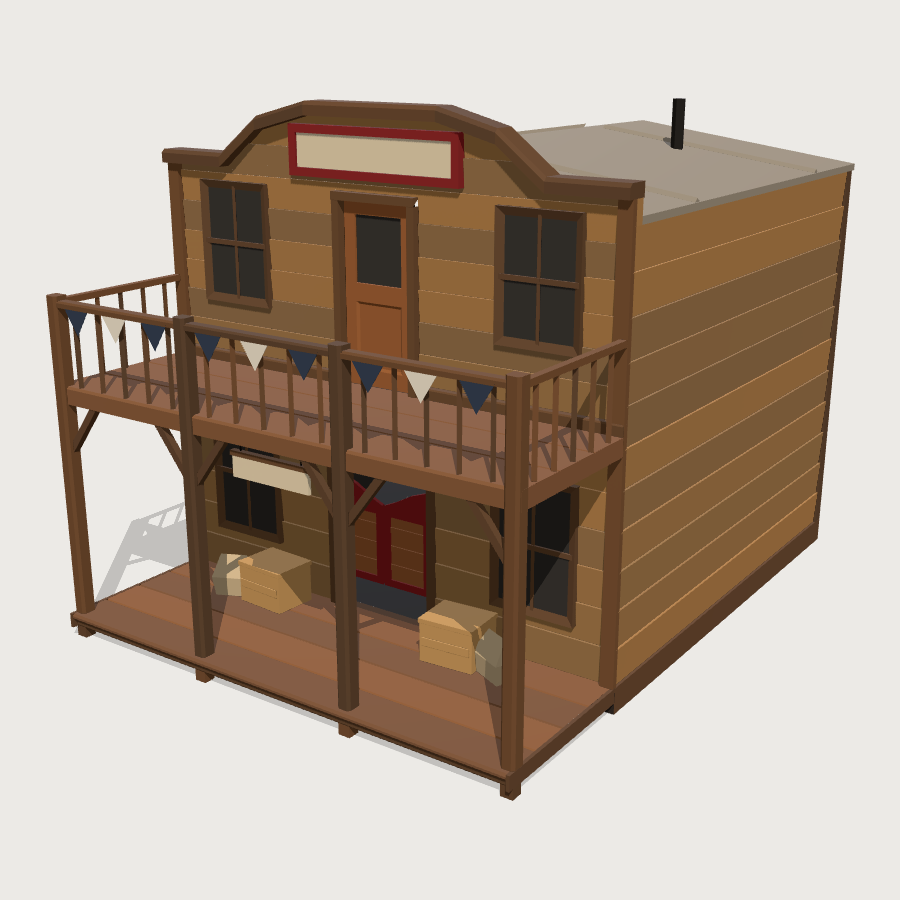 Saloon low-poly 3D model