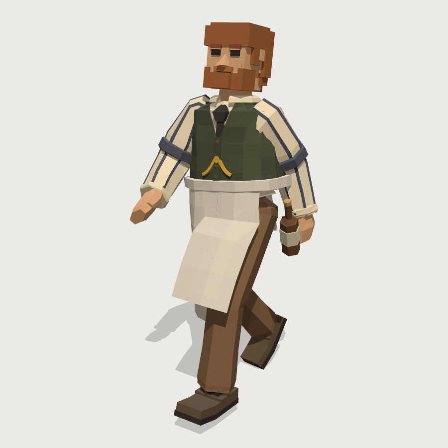Saloon Keeper low-poly 3D model
