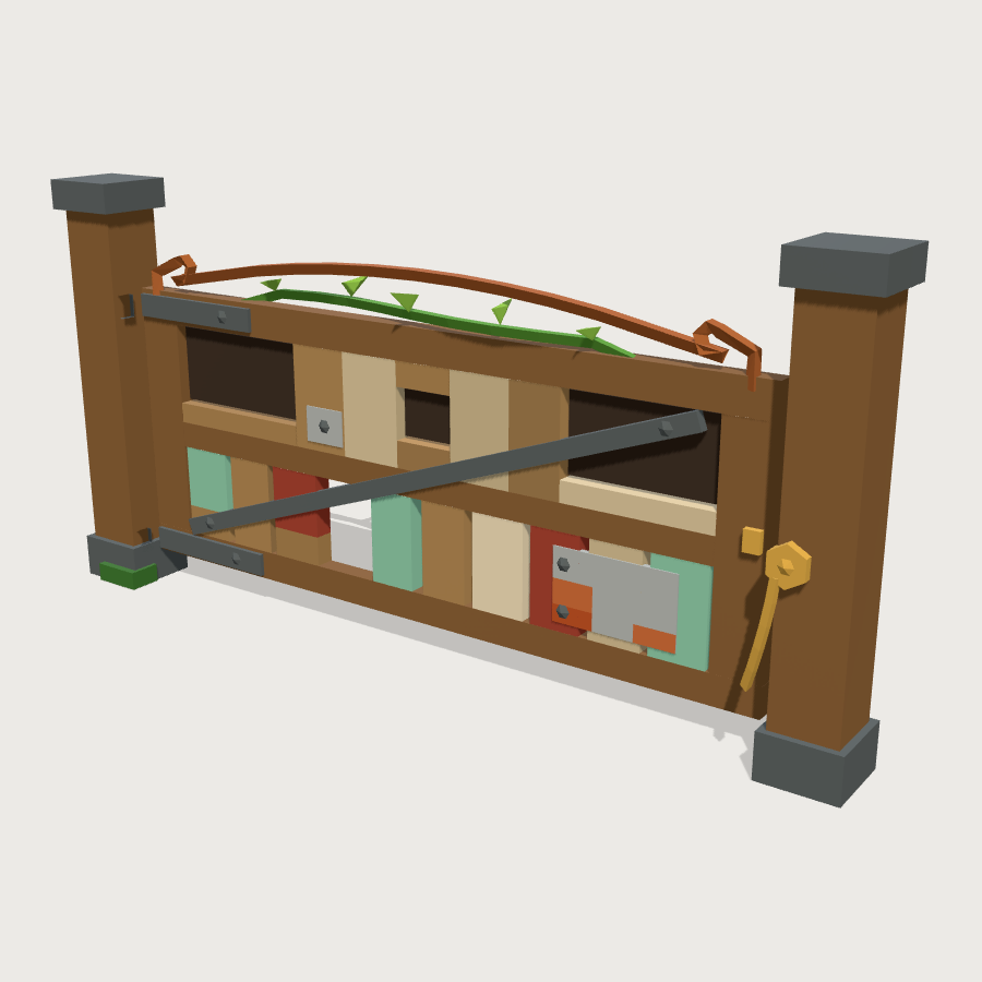 Salvage fence gate low-poly 3D model