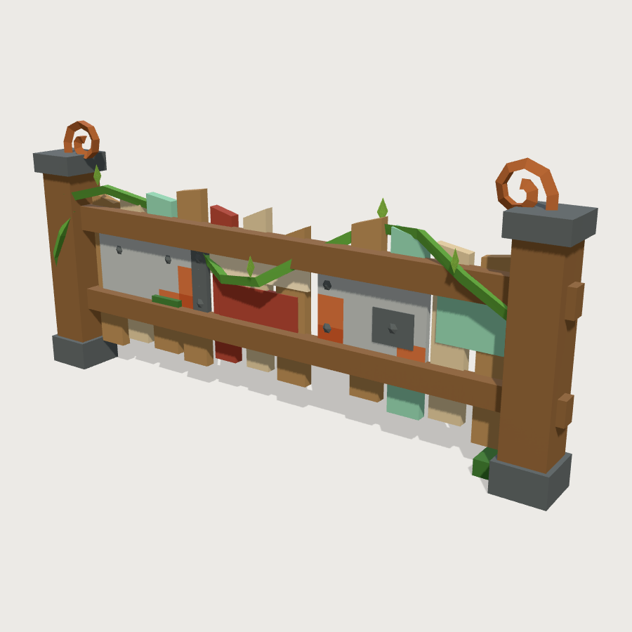 Salvage fence run low-poly 3D model