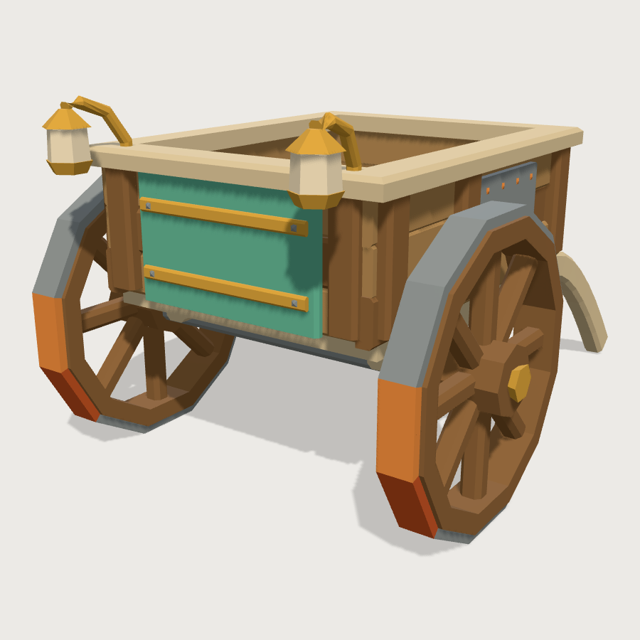 Salvage hand cart low-poly 3D model