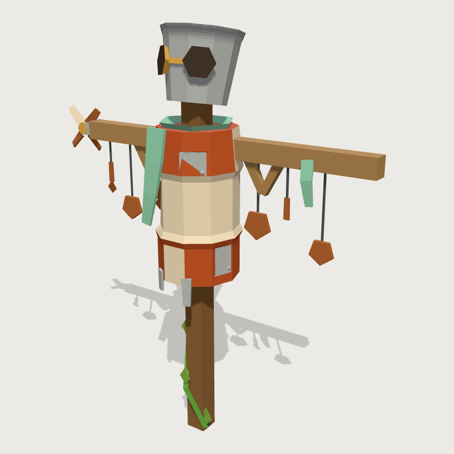 Salvage scarecrow low-poly 3D model