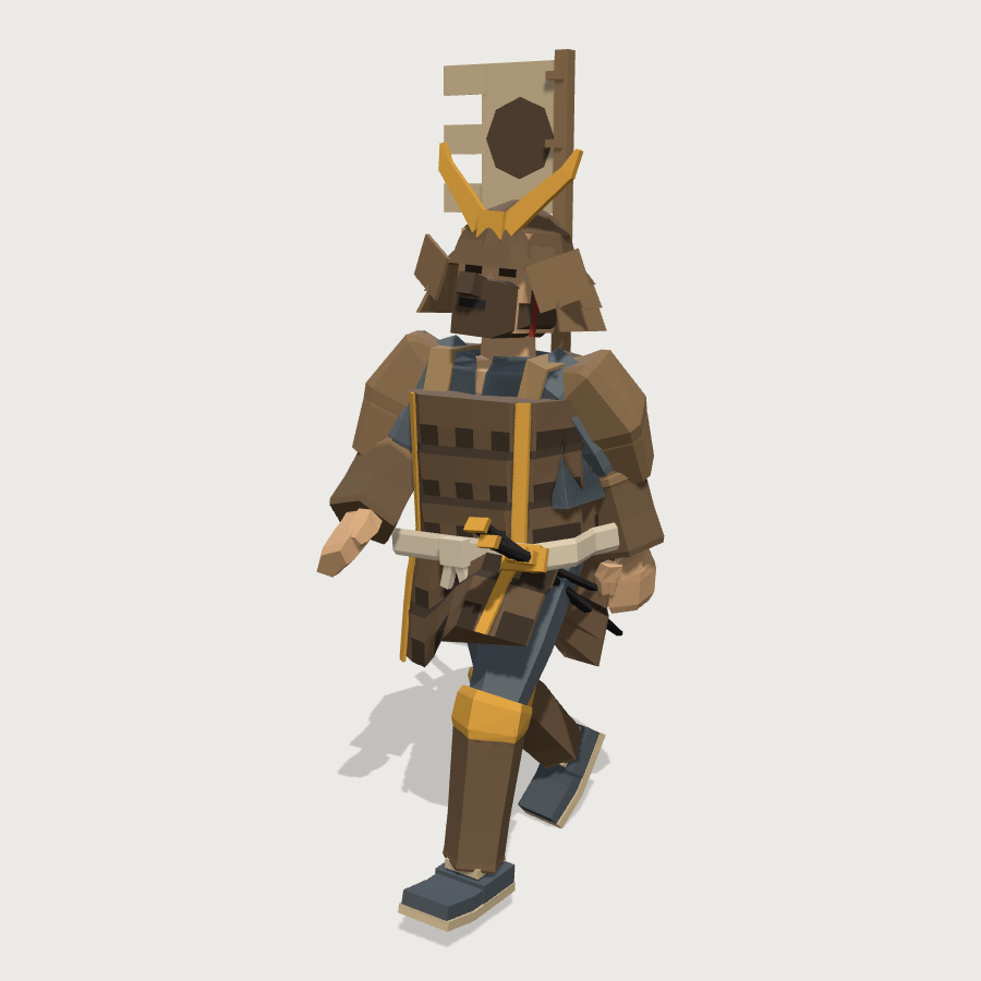 Samurai Warrior low-poly 3D model