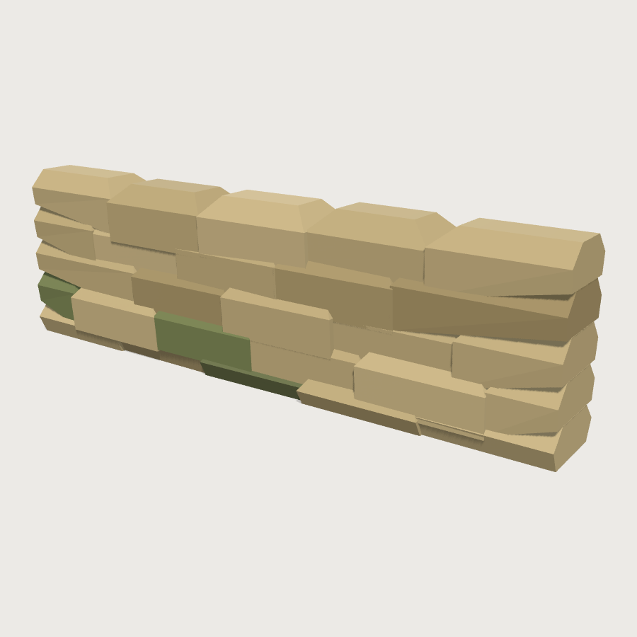 Sandbag Wall Section low-poly 3D model