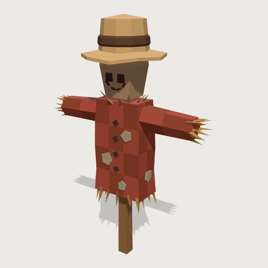 Scarecrow low-poly 3D model