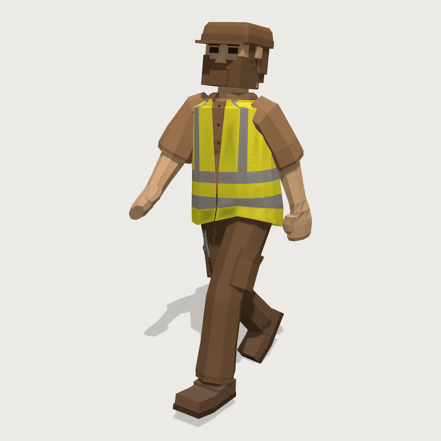 School Caretaker low-poly 3D model