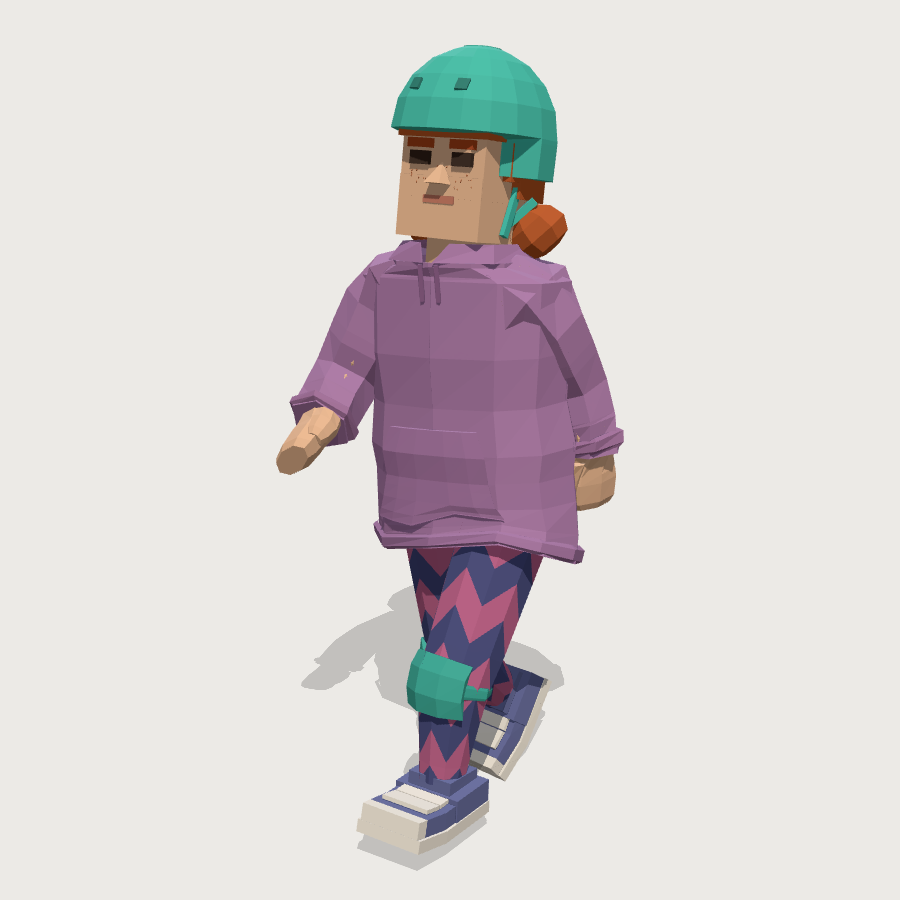 Scooter Kid low-poly 3D model