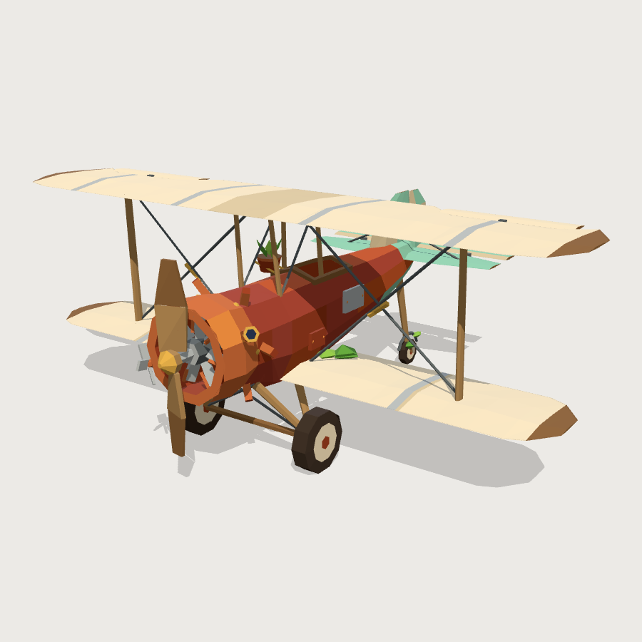 Scrap-built aeroplane low-poly 3D model