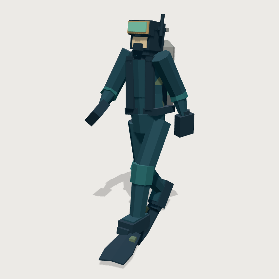 Scuba Diver low-poly 3D model