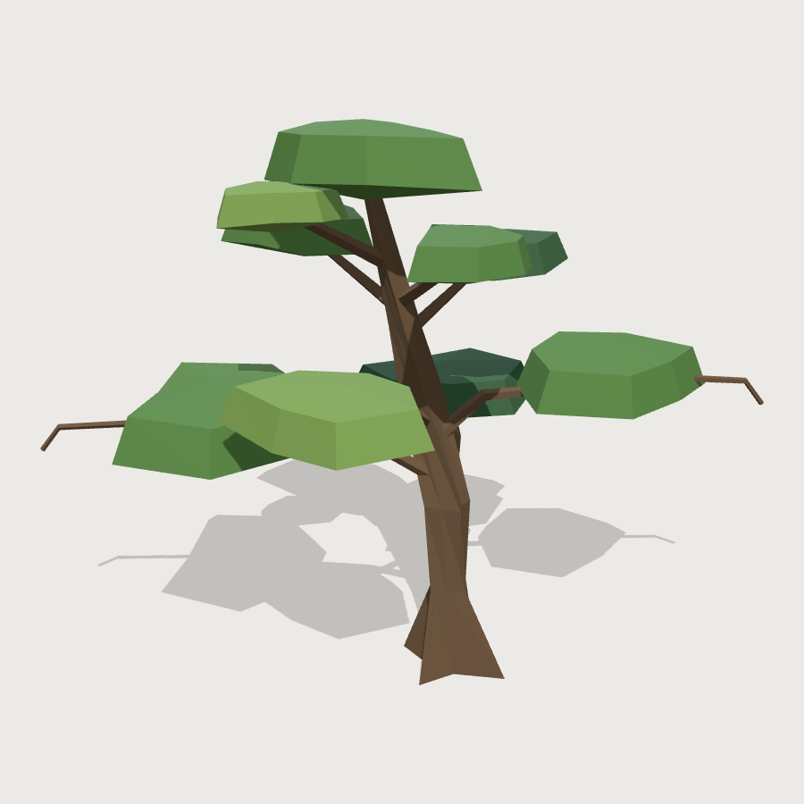 Sculpted Pine low-poly 3D model