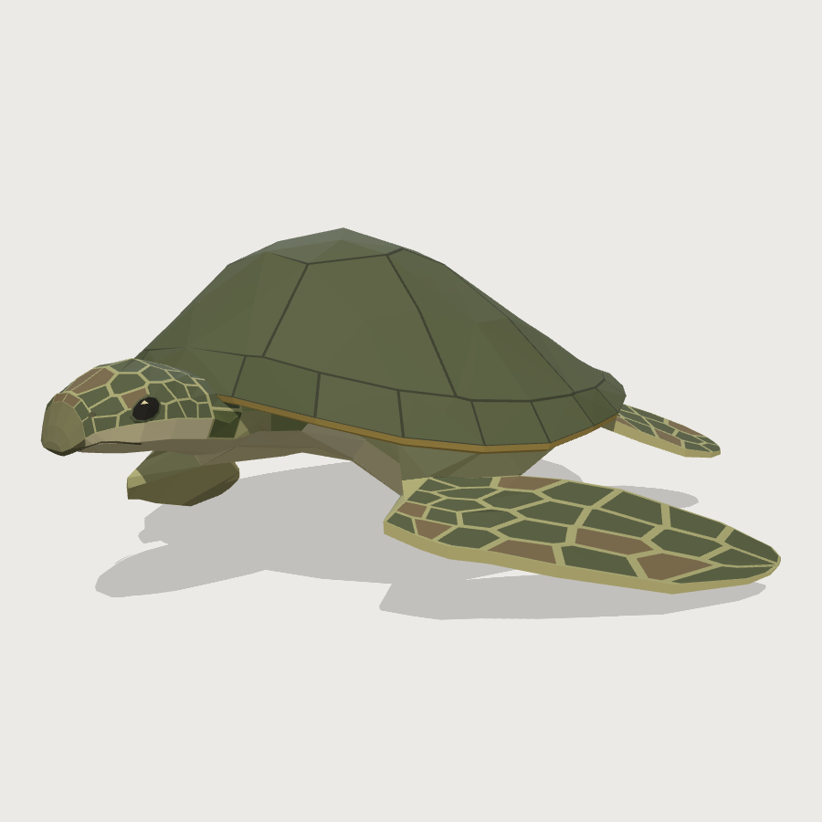 Sea turtle low-poly 3D model
