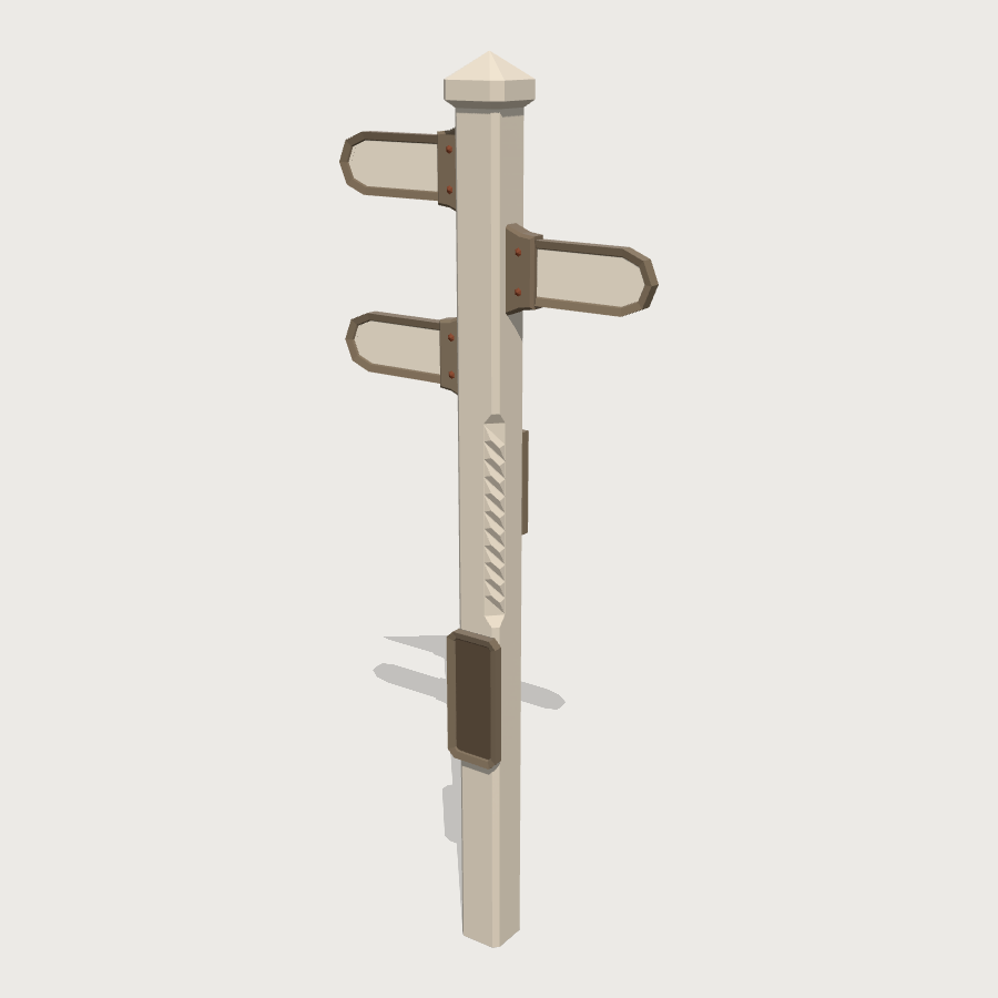 Seafront Wayfinding Post low-poly 3D model