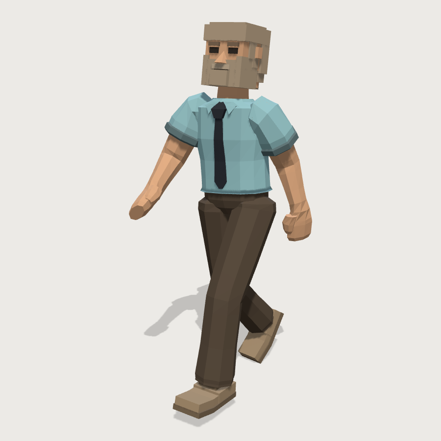 Seated Office Worker low-poly 3D model