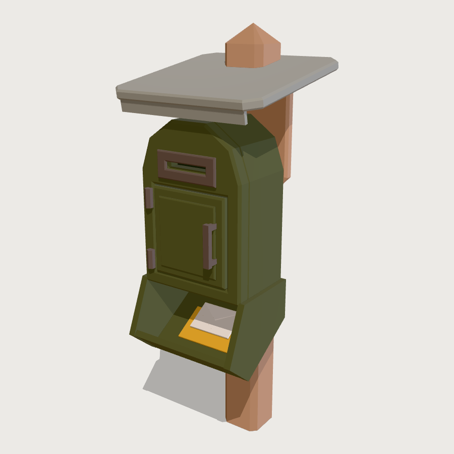 Self-Registration Post low-poly 3D model