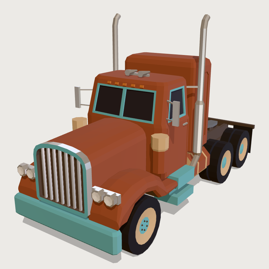 Semi Tractor low-poly 3D model