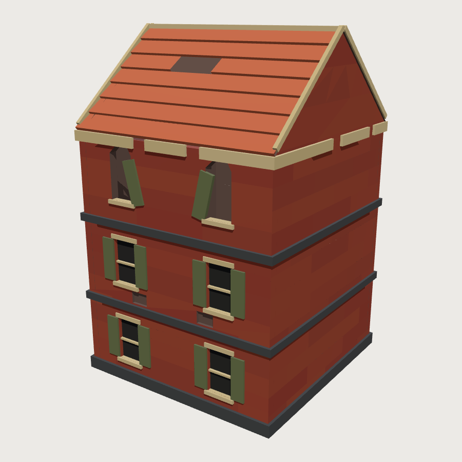 Shelled Townhouse low-poly 3D model