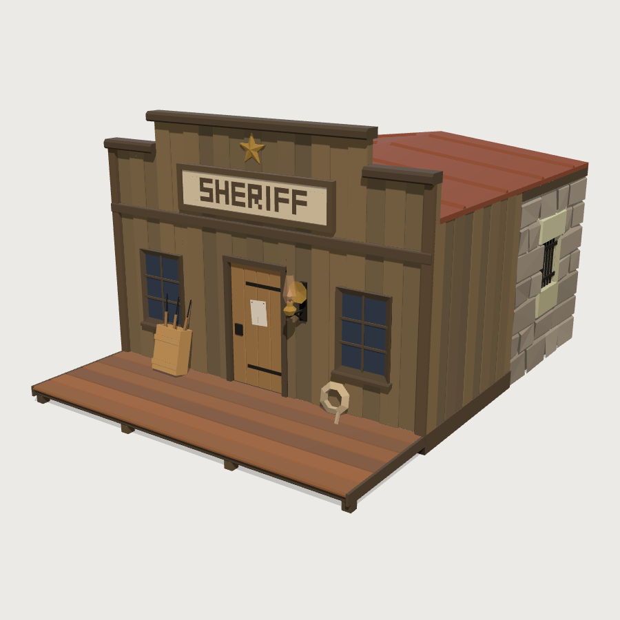 Sheriff's Office and Jail low-poly 3D model