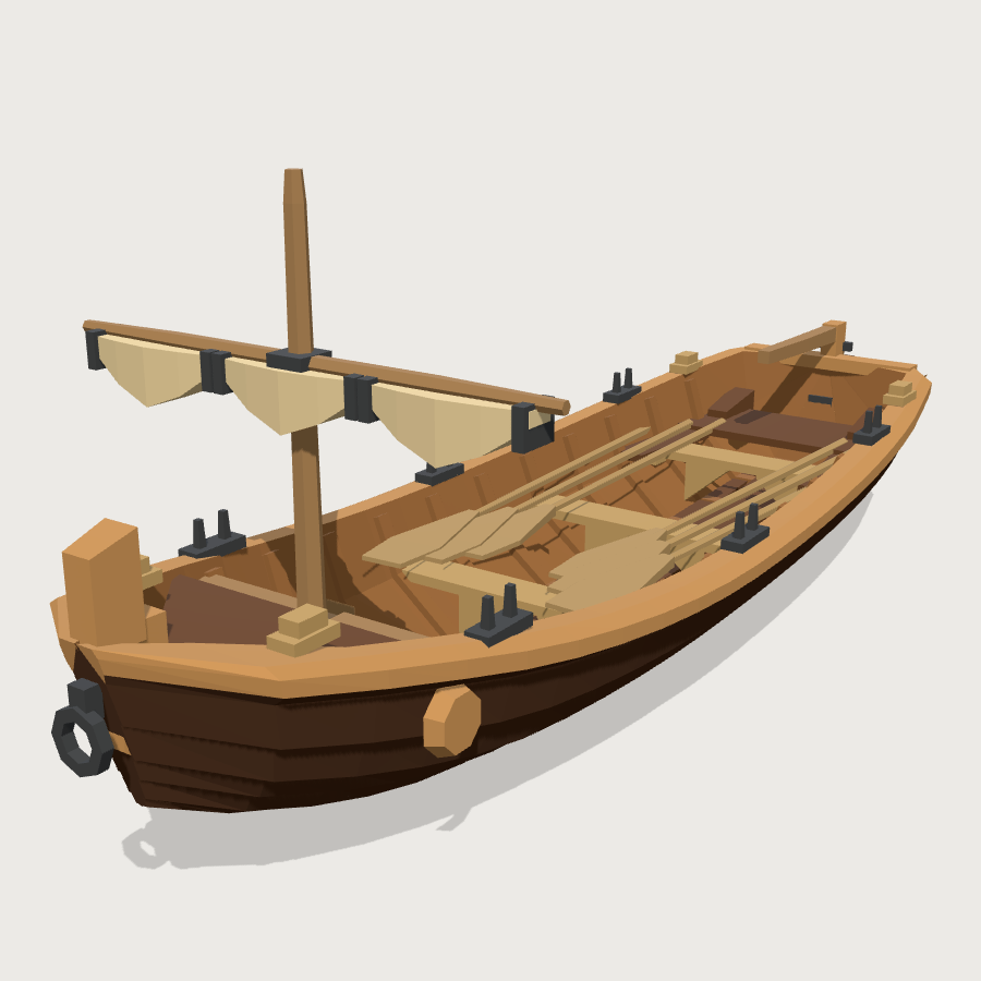 Ship's Longboat low-poly 3D model