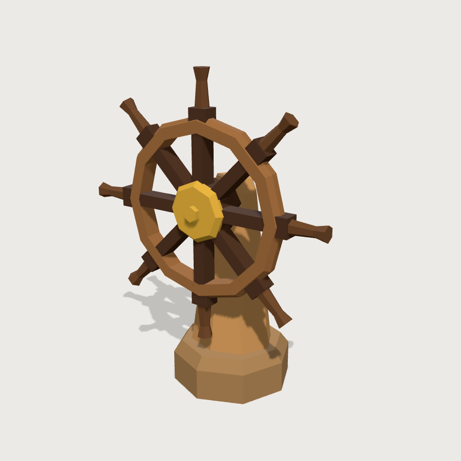 Ship's Wheel low-poly 3D model