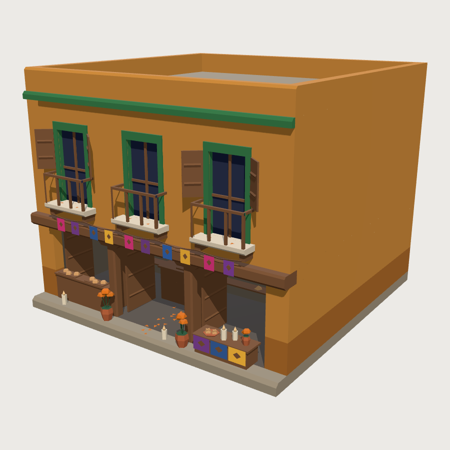 Shopfront House low-poly 3D model