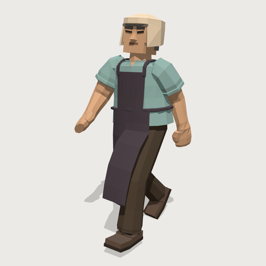 Shopkeeper low-poly 3D model