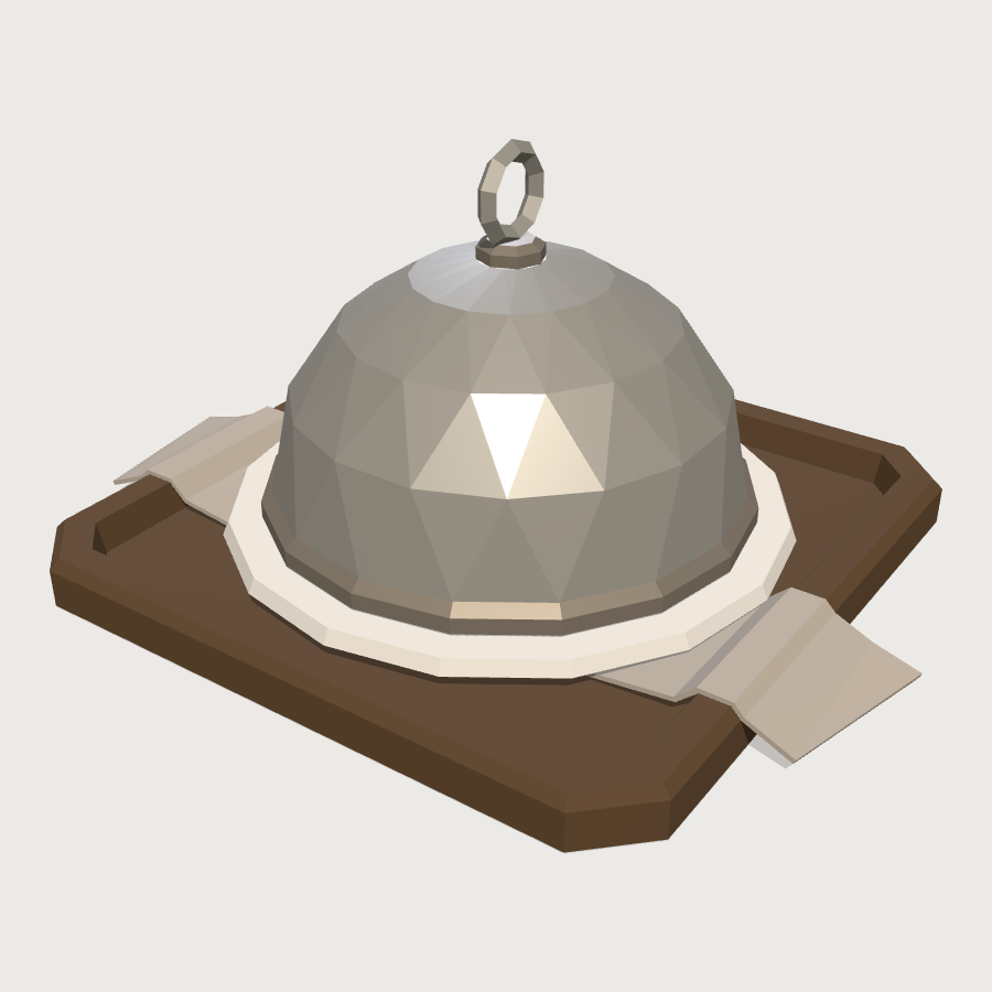 Silver Cloche Platter low-poly 3D model