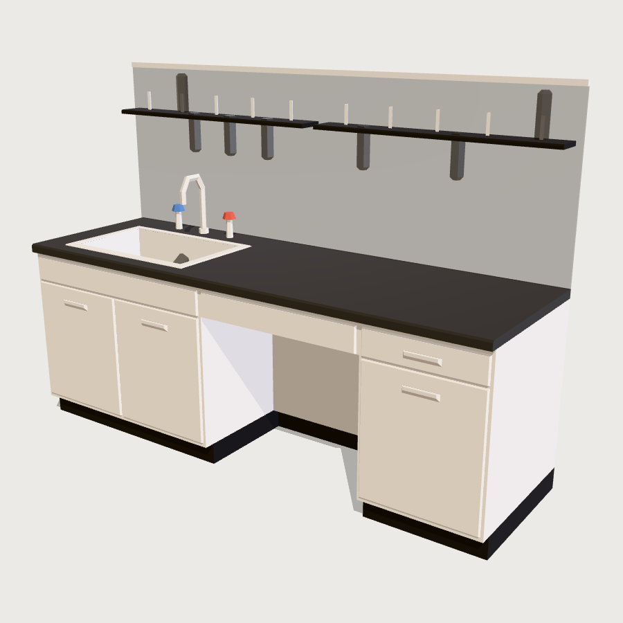 Sink Unit with Drying Rack low-poly 3D model