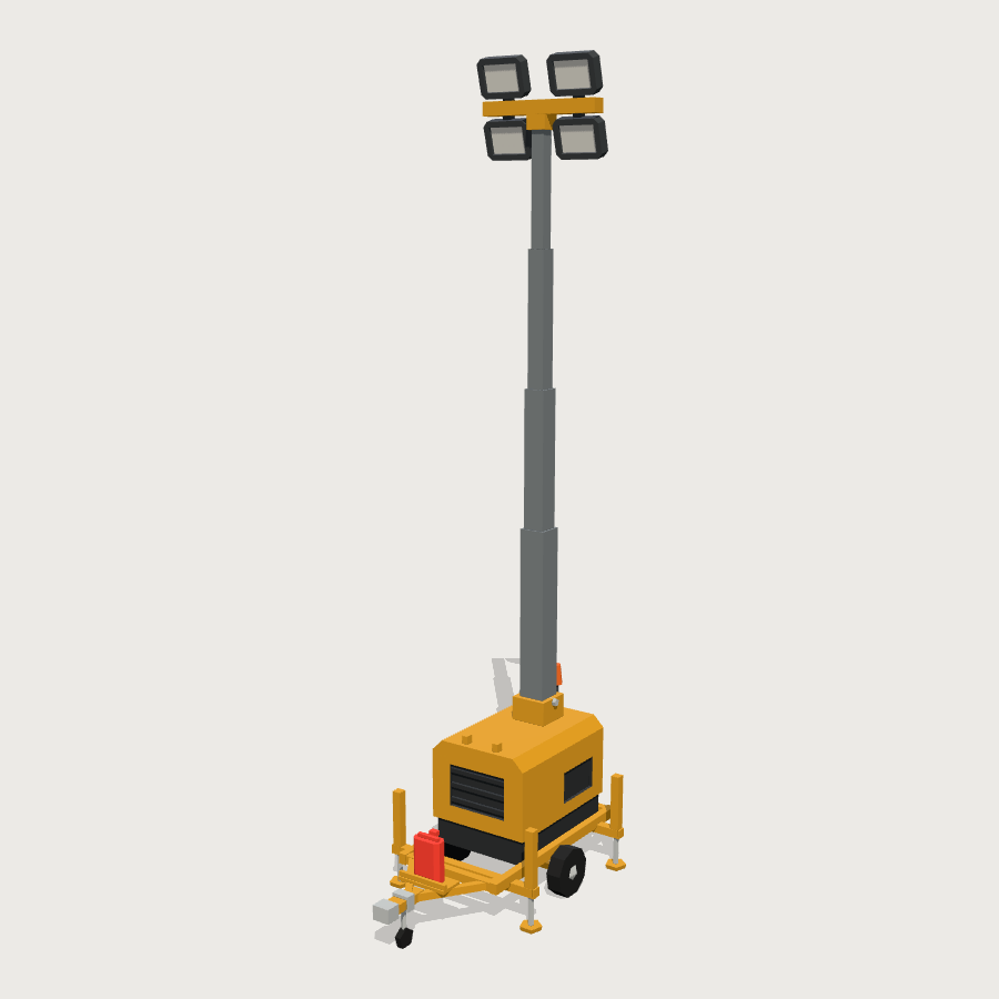 Site Lighting Tower low-poly 3D model
