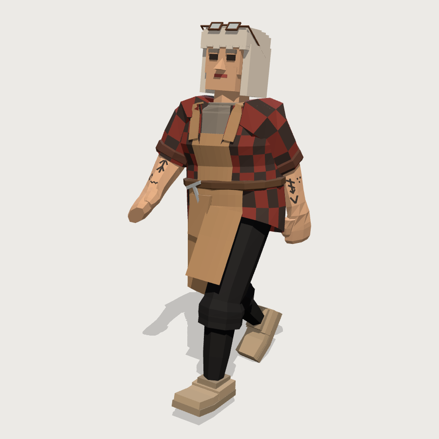Skate Shop Owner low-poly 3D model